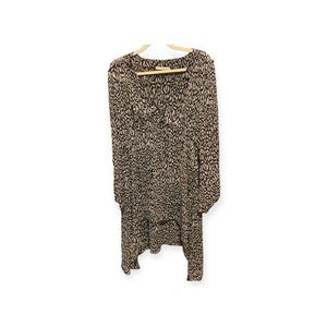 Women's Dress, animal print, low neckline, Bell sleeves, Erin Blair, L
